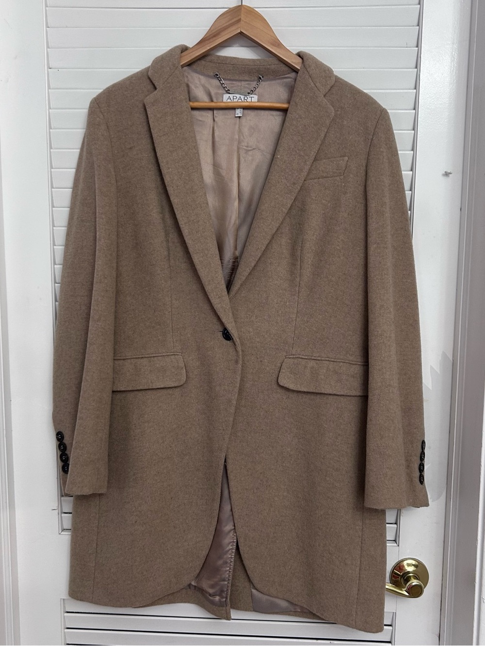 🩵MAKE OFFER🩵 APART Camel Long Wool Coat Tan Brown Winter Jacket Size 8 - Picture 2 of 7